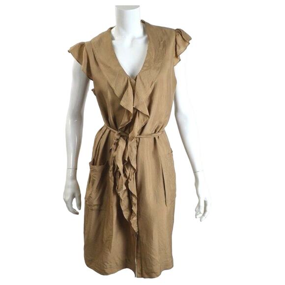 Banana Republic Silk True Wrap Dress 8 Brown - Picture 1 of 7